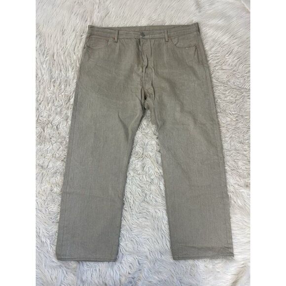 Levis 501 Red Tab Straight Leg Button Fly White Oak Cone Denim Jean Pants 44x32 - Picture 1 of 11